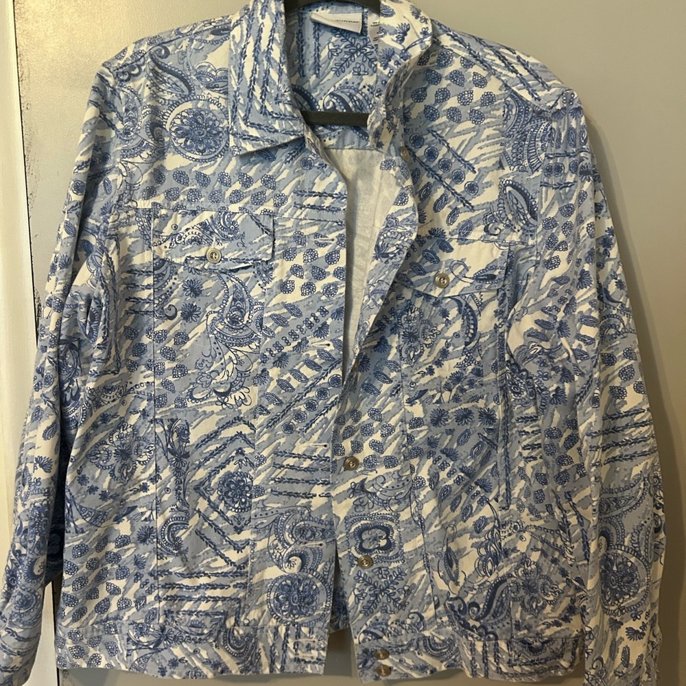 Alfred Dunner Blue and White Floral Jacket